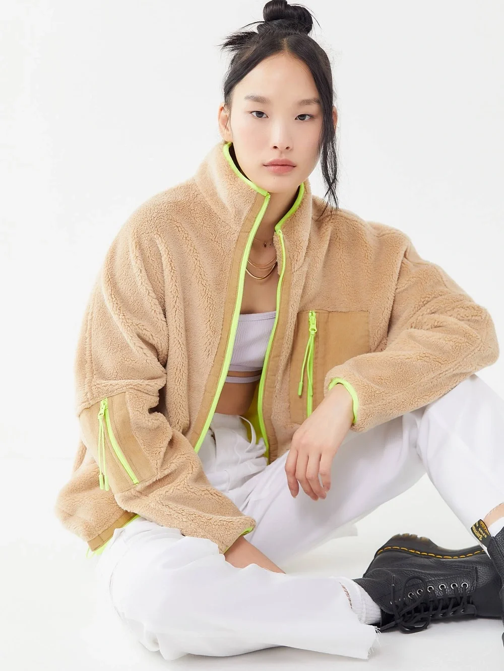 BDG | IETS FRANS Fleece Neon Trim Zip-front Jacket